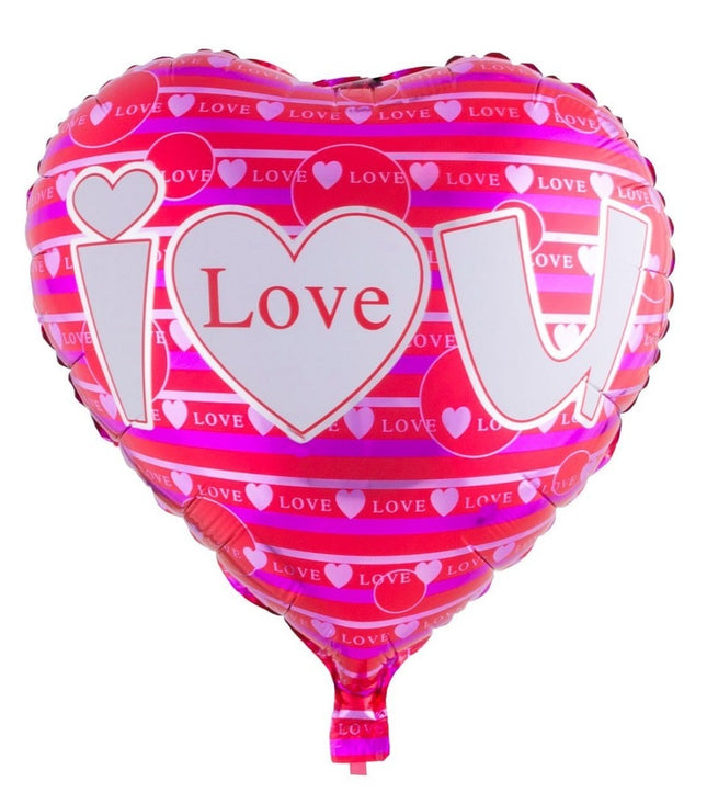Herz Folienballon "I love you" - Luftballon Pink mit vielen Herzen 52 x 46 cm ABC18