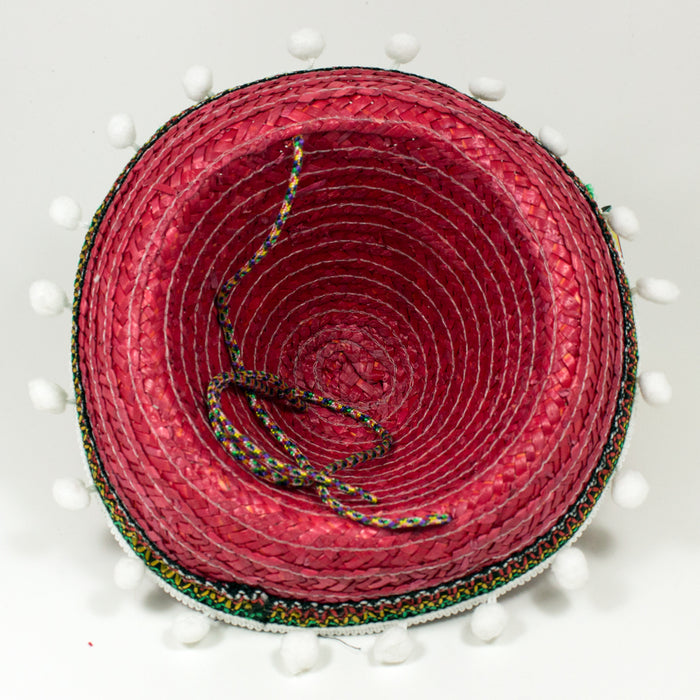 Kinder Mexikaner Sombrero mit Troddeln - Ø 25 cm | Rot