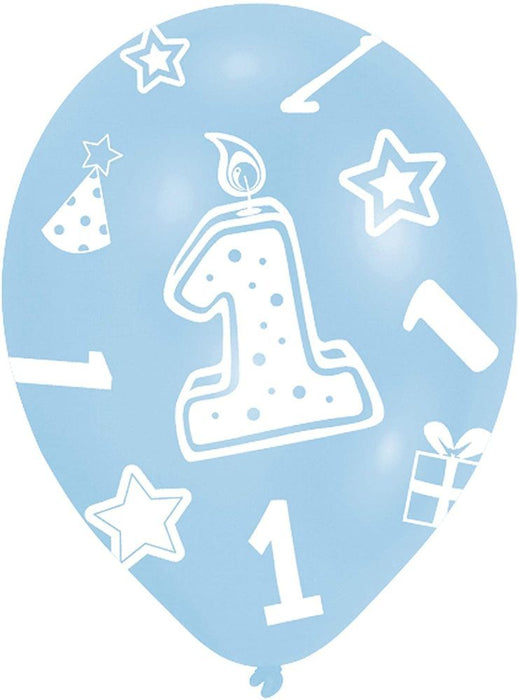 "1. Geburtstag" Luftballons 27,5 cm Dekoration Party Junge - 6 Stück Blau