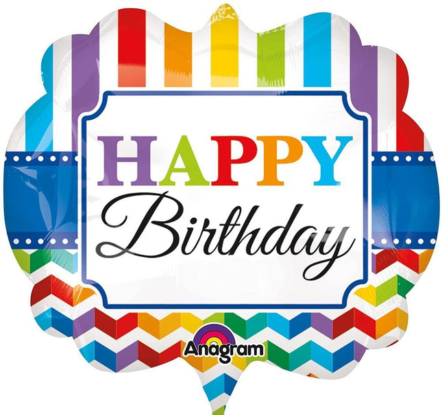 "Happy Birthday" XL Folienballon SuperShape Geburtstag Jubiläum Bunt - 63 x 55 cm