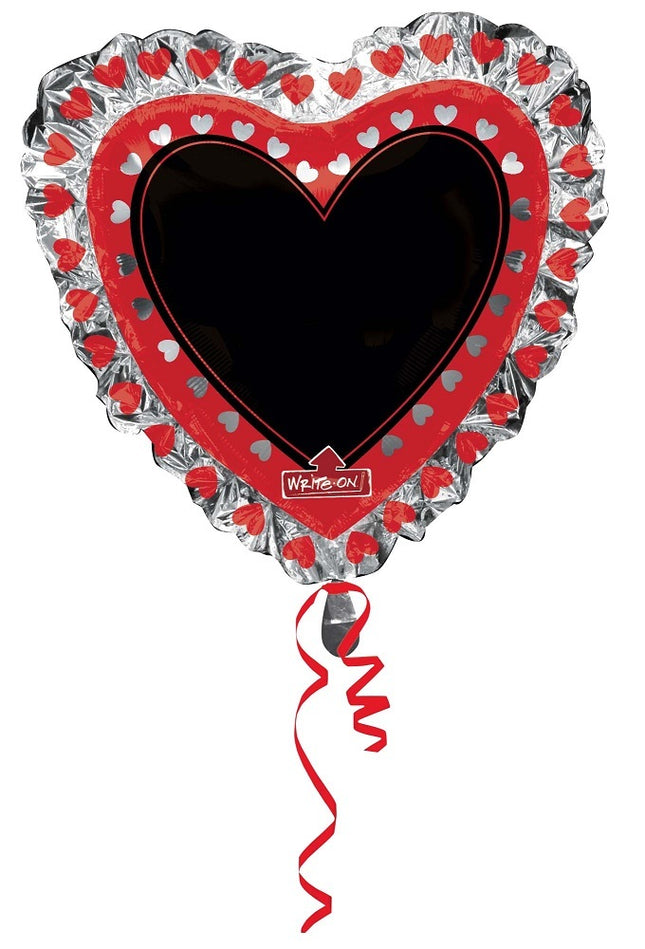 Folienballon XL Supershape Herz mit Marker - 71 x 71 cm