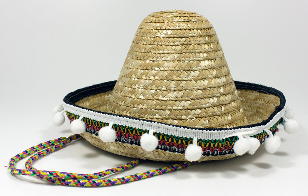 Kinder Mexikaner Sombrero mit Troddeln - Ø 25 cm | Natur