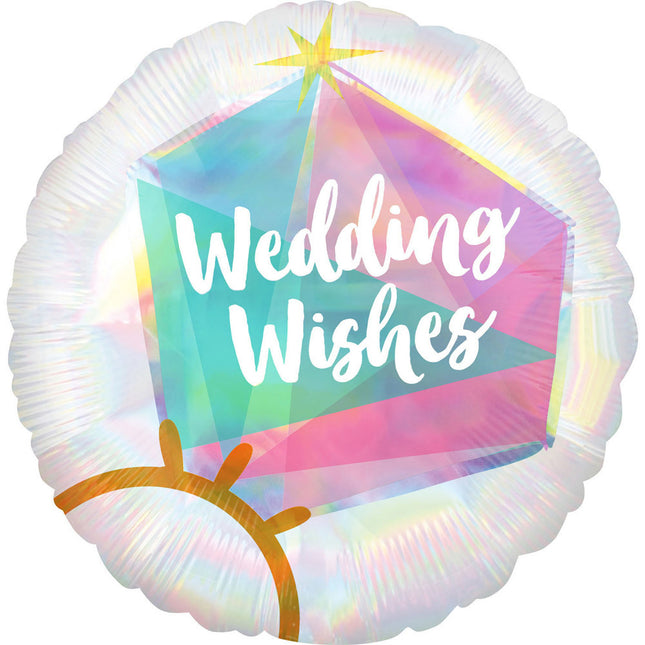 ABC18 Folienballon "Wedding Wishes" Weiß Irisierend | Ø 43 cm