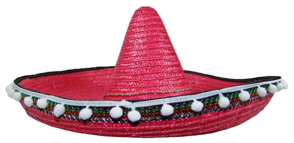 Mexikaner Sombrero mit Troddeln - 60 cm Durchmesser | Rot