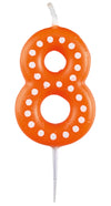 Zahlenkerze mit Punkten 6,5cm | Orange # 8