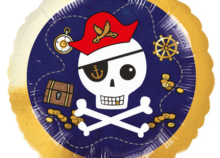 Amscan "Pirates Map" - Piraten Folienballon Rund Ø 43 cm - Blau Gold 4331975 | Kinder Geburtstag ABC18
