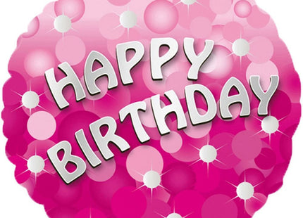 ABC18 "Happy Birthday" Runder Folienballon Pink Sparkle Geburtstag - 43 cm