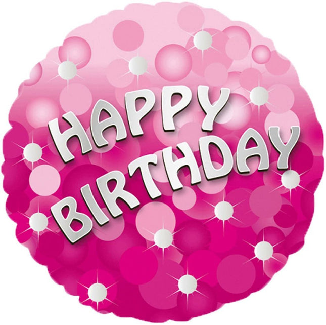 ABC18 "Happy Birthday" Runder Folienballon Pink Sparkle Geburtstag - 43 cm