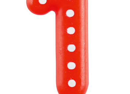 Zahlenkerze mit Punkten 6,5cm | Rot # 1