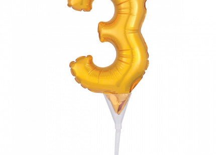 Folienballon Tortendeko Gold - Zahl 3