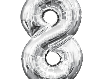 Mini Zahlen Folienballon 35 cm - Silber Zahl 8