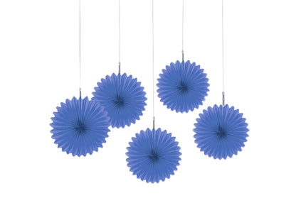 Bunte Papier Fächer Rosetten Deckenhänger 15 cm - Tolle Party Dekoration Accessoires - Royalblau
