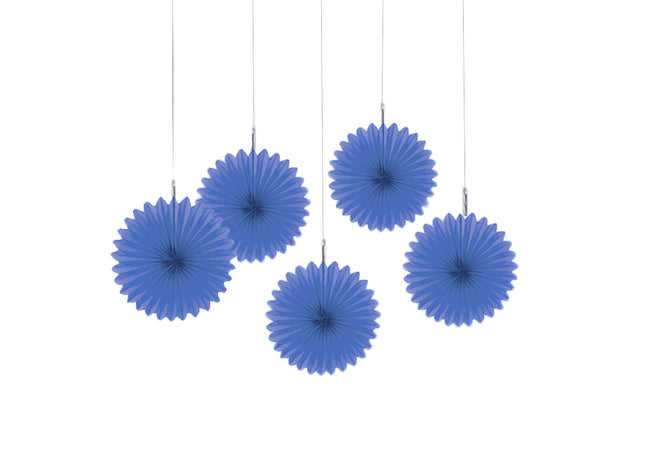 Bunte Papier Fächer Rosetten Deckenhänger 15 cm - Tolle Party Dekoration Accessoires - Royalblau
