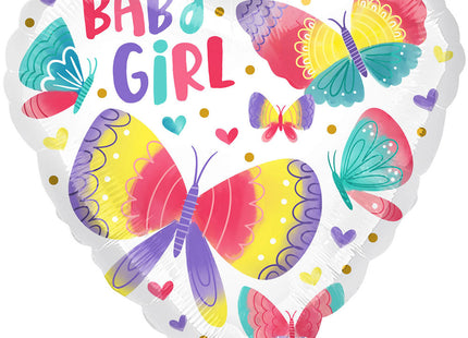 Amscan "Baby Girl" Herz Folienballon - 45,7 cm Wasserfarben 4165701 | Babyparty Dekoration ABC18