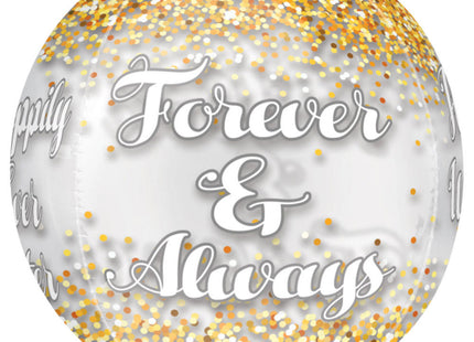 Amscan "Happy Wedding Day" Folienballon Orbz 38 x 40 cm - 3519301 | Hochzeit Dekoration Geschenk
