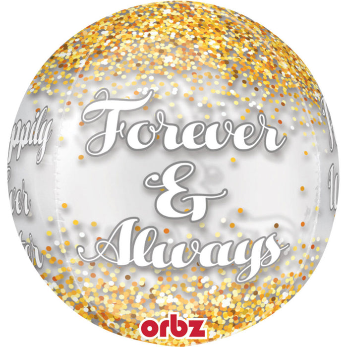 Amscan "Happy Wedding Day" Folienballon Orbz 38 x 40 cm - 3519301 | Hochzeit Dekoration Geschenk