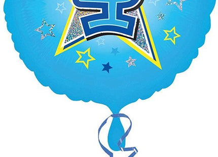"4" Runder Folienballon mit Sternen für Geburtstag und Jubiläum - 43 cm Blau ABC18