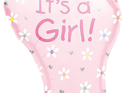 "It´s a Girl - Fuß" XL SuperShape Folienballon Babyshower - Rosa 82 cm Höhe