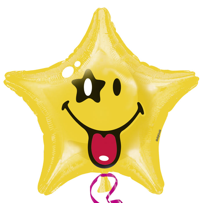 ABC18 Folienballon Smiley Star Stern | Ø 48 cm