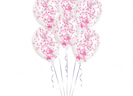 Amscan 6 Latexballons Luftballons mit Konfetti-Füllung Ø 27,5 cm - Pink 9903279 | Dekoration Hochzeit Gebur
