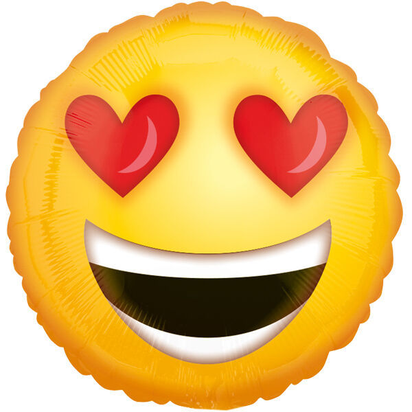 "Love Emoticon" Runder Smiley Folienballon mit Herzen Gelb Rot  - 43 cm ABC18