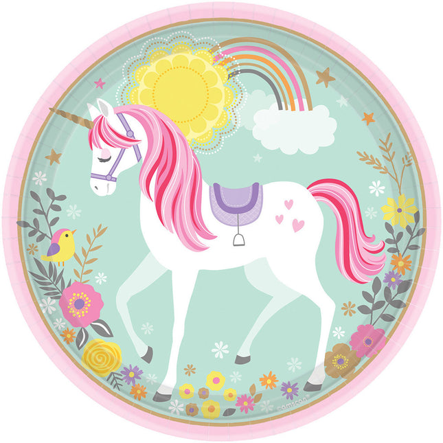 Amscan "Magical Unicorn" 8 Einhorn Pappteller Ø 22,8 cm - 551929 | Kinder Geburtstag Partydekoration