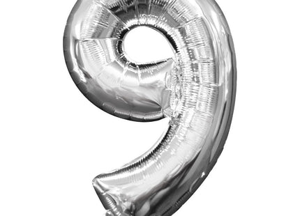 Mini Zahlen Folienballon 35 cm - Silber Zahl 9