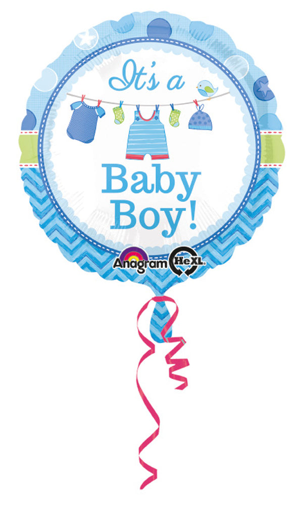 ABC18 "It´s a Baby Boy" Runder Folienballon 43 cm