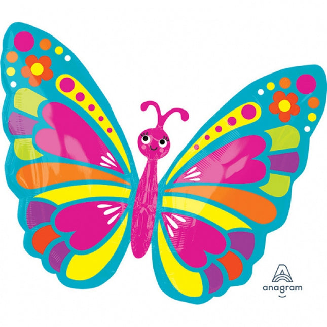 "Happy Spring" Schmetterling Folienballon - 66 x 53 cm Shape