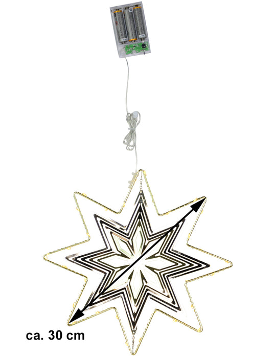 Riffelmacher 3D Dekostern mit LED Beleuchtung Ø 30 cm | Gold Silber Hängedeko aus Metall - Weihnacht