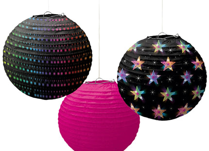 Disco Fever 70´s Party Dekorations Artikel - 3 Dekolaternen