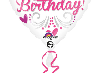 "Happy Birthday" Herz Folienballon Geburtstag Grün Pink - 43 cm ABC18