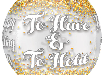 Amscan "Happy Wedding Day" Folienballon Orbz 38 x 40 cm - 3519301 | Hochzeit Dekoration Geschenk