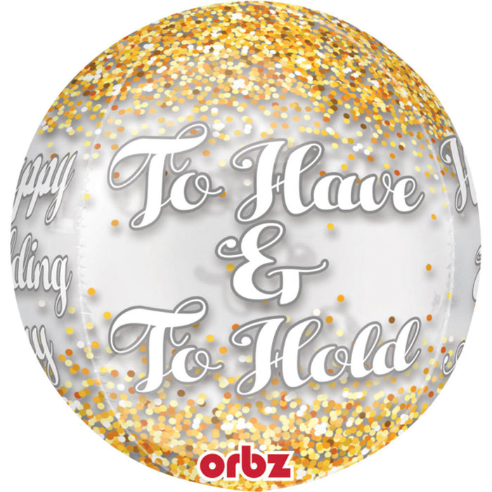 Amscan "Happy Wedding Day" Folienballon Orbz 38 x 40 cm - 3519301 | Hochzeit Dekoration Geschenk