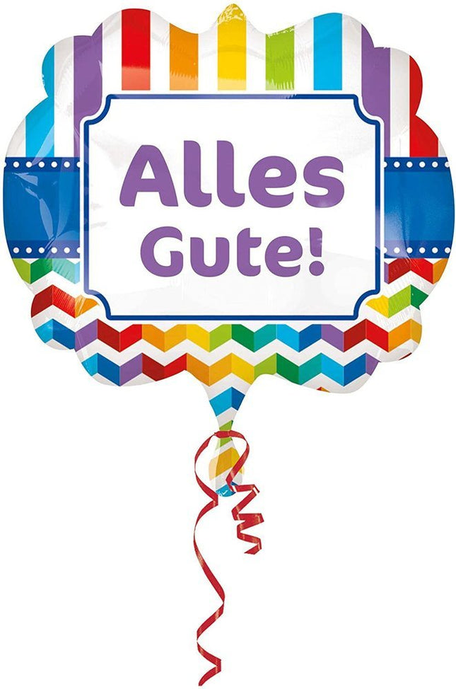 "Alles Gute" XL Folienballon SuperShape Geburtstag Jubiläum Bunt - 63 x 55 cm