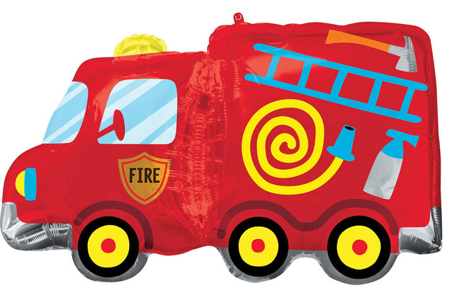 "Feuerwehrauto" XL Folienballon SuperShape Kinder Geburtstag - 76 x 45 cm