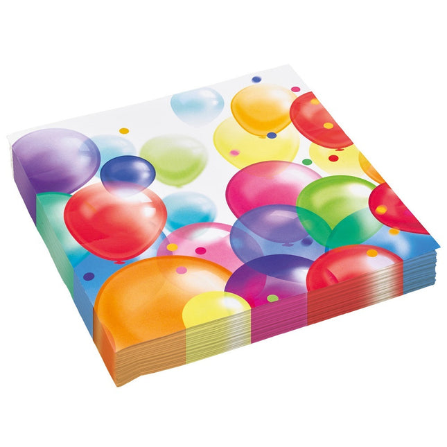 "Balloons" Luftballon Konfetti Motiv Partygeschirr - 20 Servietten 33 x 33 cm