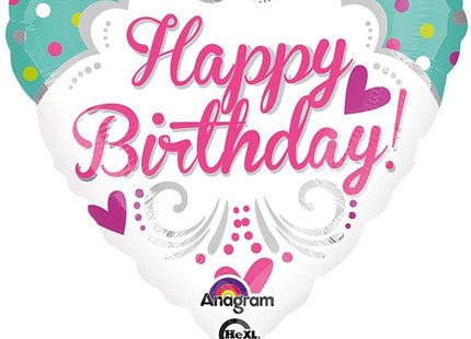 "Happy Birthday" Herz Folienballon Geburtstag Grün Pink - 43 cm ABC18