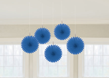 Bunte Papier Fächer Rosetten Deckenhänger 15 cm - Tolle Party Dekoration Accessoires - Royalblau