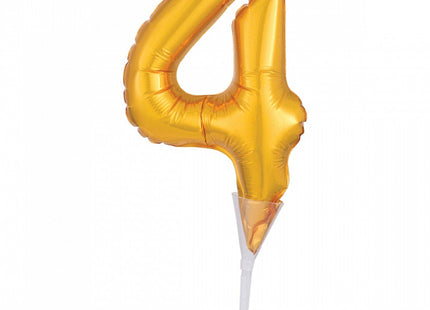 Folienballon Tortendeko Gold - Zahl 4