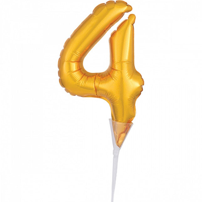 Folienballon Tortendeko Gold - Zahl 4
