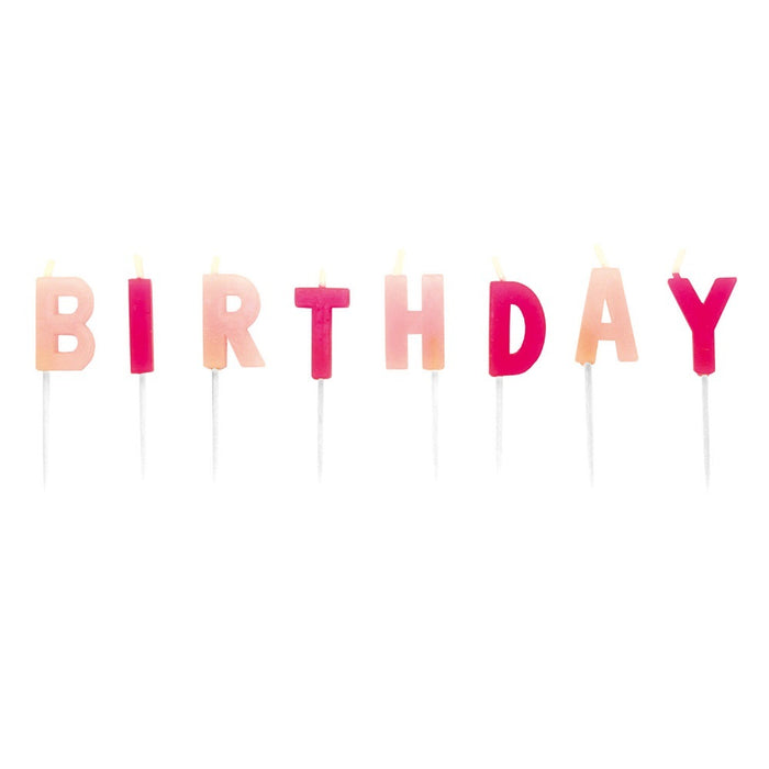13 Buchstabenkerzen "Happy Birthday" - Rosa Pink 7 cm
