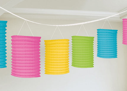 Bunte Papier Dekolaternen-Girlanden 3,6 m - Tolle Party Dekoration Accessoires - Regenbogen-Pastell
