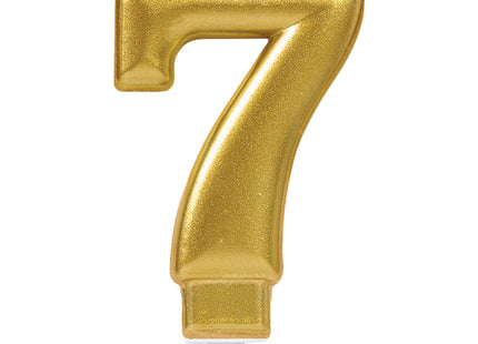 Zahlenkerze Geburtstagskerze "Sparkling Celebrations" 9,3 cm | Metallic Gold Zahl 7