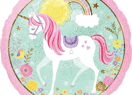 ABC18 "Magical Unicorn" Runder Folienballon Einhorn Holographisch - 43 cm