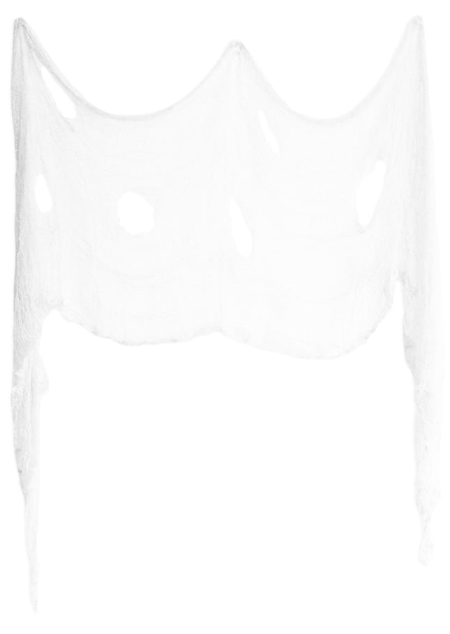 Dekostoff Lumpenstoff 400 x 76 cm - Halloween Dekoration Spinnennetz | Weiß