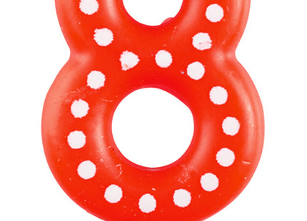Zahlenkerze mit Punkten 6,5cm | Rot # 8