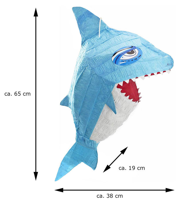 Pinata - Geburtstags Dekoration | Blauer Hai - 65 x 19 x 38 cm
