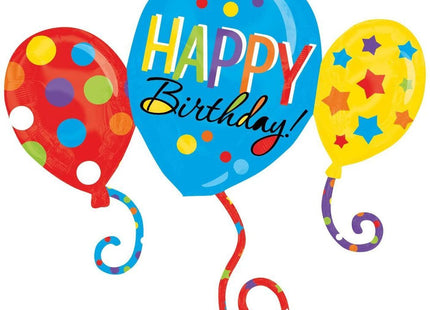 "Happy Birthday" XL Folienballon SuperShape Trio Balloon - 86 x 78 cm