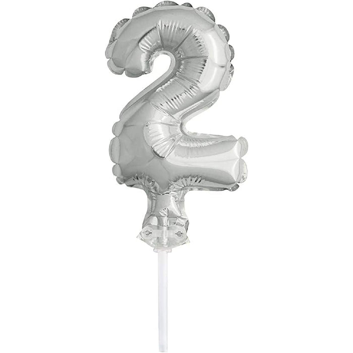 Tortendeko Ballonzahl, ca.13cm #2 Silber